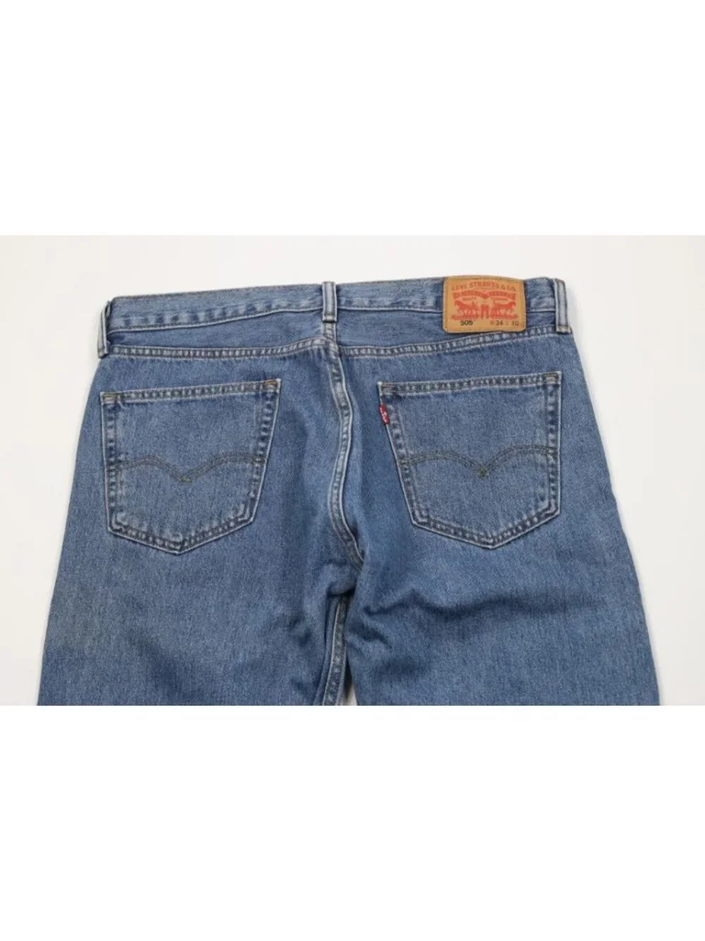 Vintage Y2K Levis 505 Mens 34x30 Faded Regular Straight Leg Denim Jeans Blue